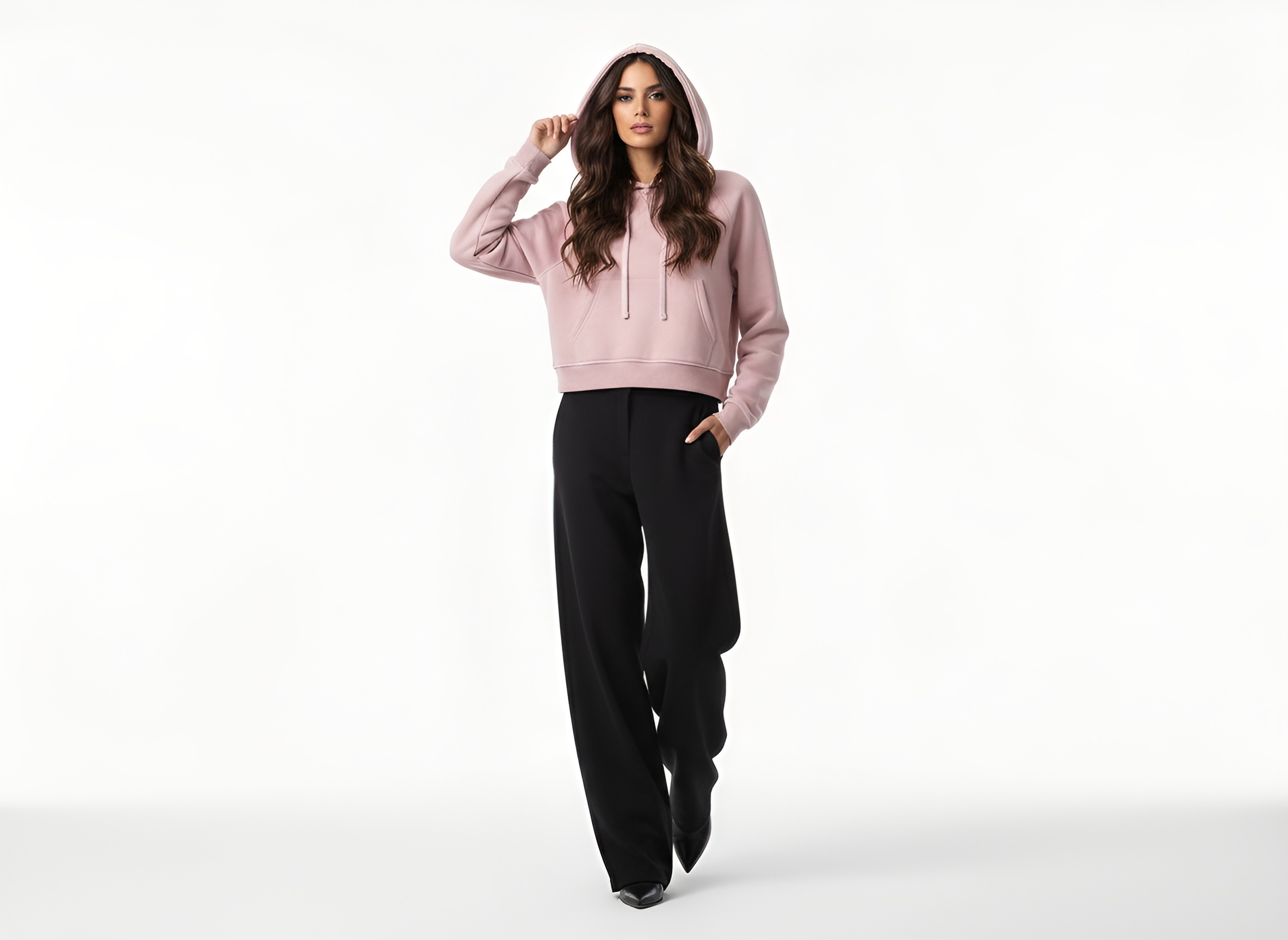 The Tell Hell No — Pink Crop Hoodie